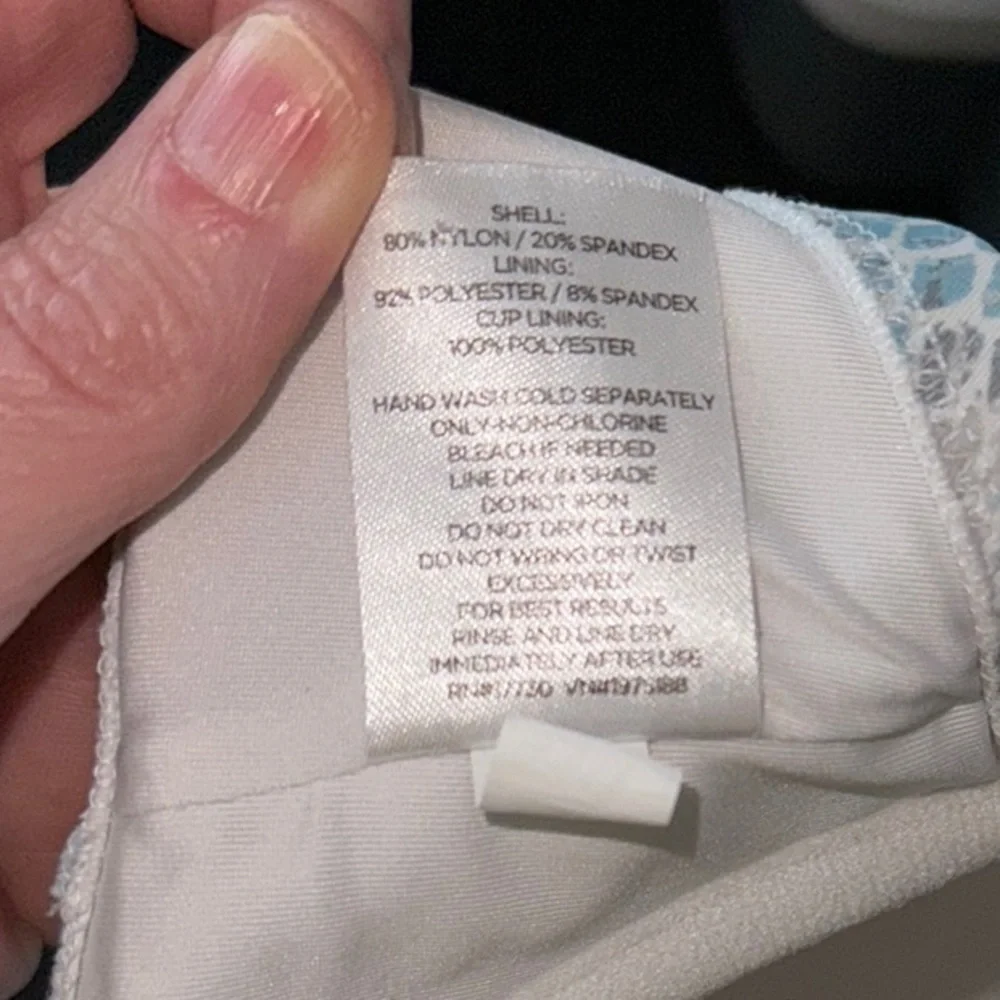 Target Blue and White Bikini Top -38DD